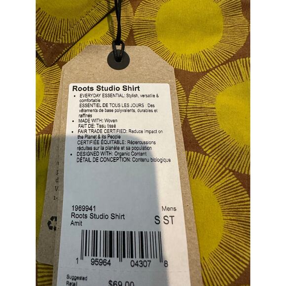 prAna Men's Roots Studio Organic Cotton Blend Button Down Shirt Size Small NWT - Picture 6 of 9